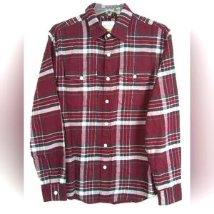 American Eagle Shirt Men's M 17'' Super Soft Button Burgundy Plaid Flannel EUC